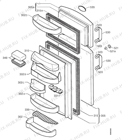 Взрыв-схема холодильника Zanussi ZF4WHITE - Схема узла Door 003